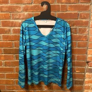Blue Exclusive Long Sleeve Patterened Shirt Medium